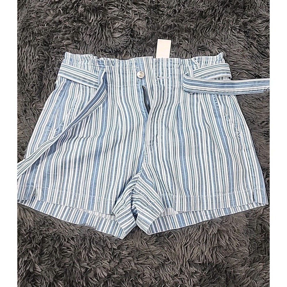 American Eagle Blue/white Striped stretch Shorts Size 6 New‎ With Tags